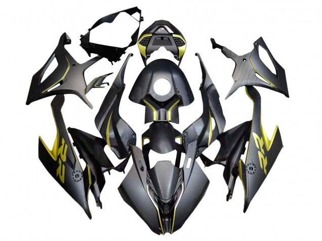 2019-2022 Black Yellow Carbon Fiber BMW S1000RR Motorcycle Fairings UK