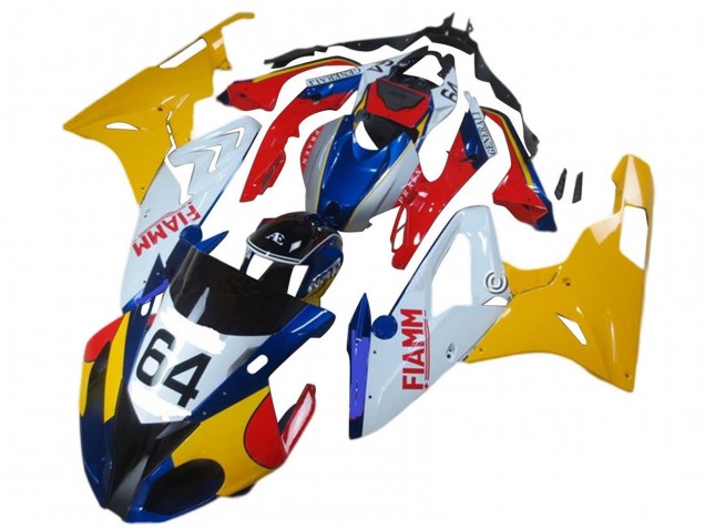 2015-2016 Yellow White Blue Fiamm 64 BMW S1000RR Motorcycle Fairings UK