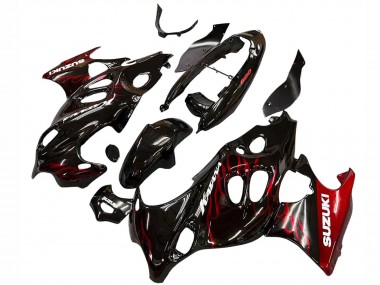 Buy 2004-2006 Glossy Black Red Flame Suzuki GSX600F/GSX750F Motorcycle Fairings UK