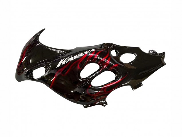 2004-2006 Glossy Black Red Flame Suzuki GSX600F/GSX750F Motorcycle Fairings UK
