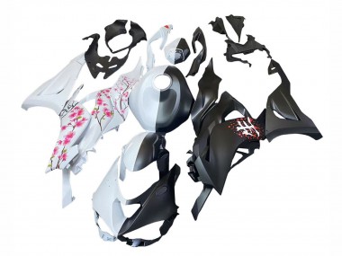 Buy 2023-2025 Black White with Flower Kawasaki ZX6R Motorcycle Fairings UK