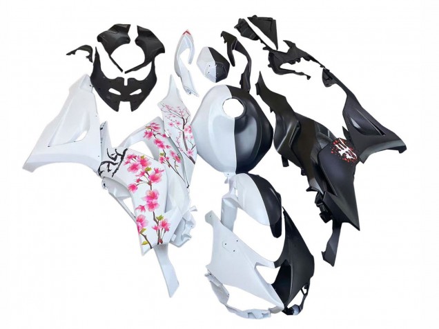 2023-2025 Black White with Flower Kawasaki ZX6R Motorcycle Fairings UK