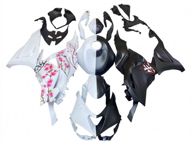 2023-2025 Black White with Flower Kawasaki ZX6R Motorcycle Fairings UK
