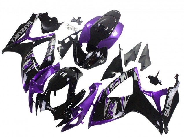 2006-2007 Purple Glossy Black Suzuki GSXR 600 / GSXR 750 Motorcycle Fairing Kits UK