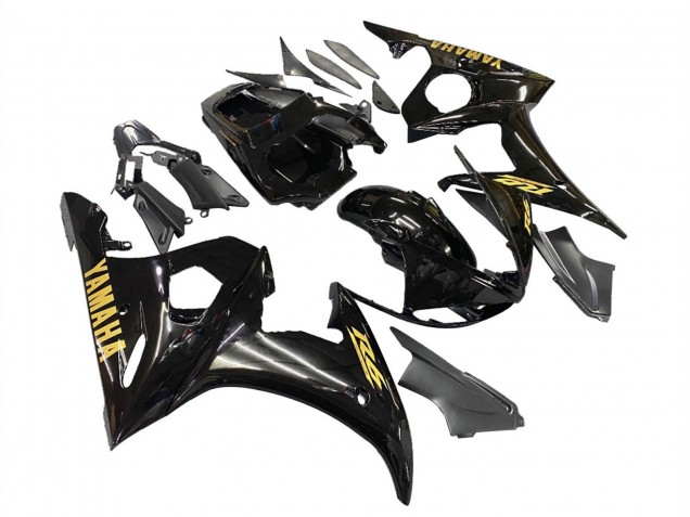 2006-2009 Glossy Black Gold Decals Yamaha YZF R6S Motorcycle Fairings UK