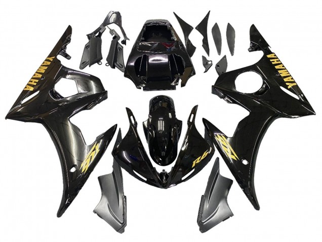 2006-2009 Glossy Black Gold Decals Yamaha YZF R6S Motorcycle Fairings UK