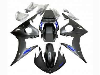 Buy 2003-2004 Matte Black Blue Yamaha YZF R6 Motorcycle Fairings UK