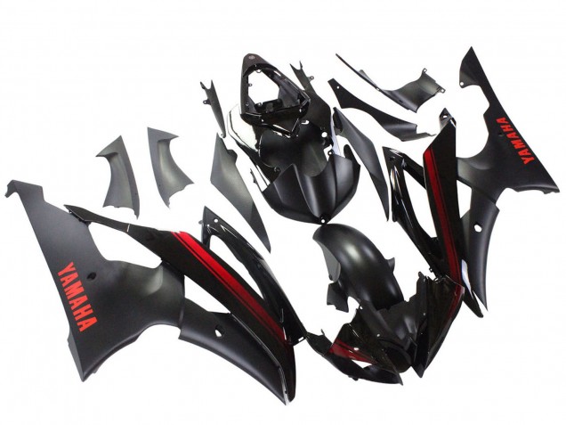 2008-2016 Glossy Black Matte Black Red Stripe Yamaha YZF 600 R6 Motorcycle Fairings UK