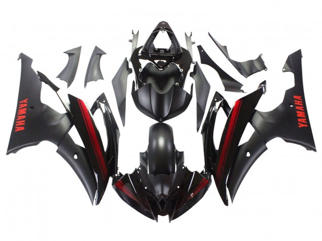 2008-2016 Glossy Black Matte Black Red Stripe Yamaha YZF 600 R6 Motorcycle Fairings UK