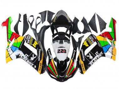 Buy 2007-2008 Colorful Playboy 223 Kawasaki ZX6R Motorcycle Fairings UK
