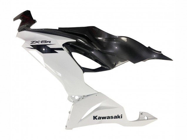 2019-2022 White Black Carbon Fiber Kawasaki ZX6R Motorcycle Fairings UK