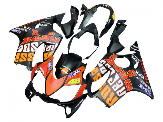 2004-2007 Matte Black Orange Rossi Honda CBR600 F4i Motorcycle Fairings UK