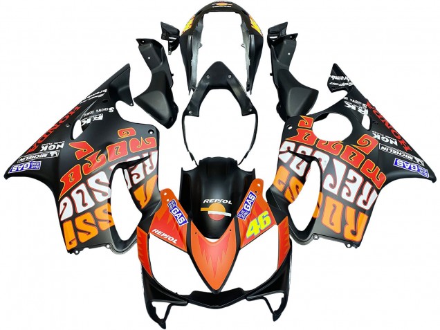 2004-2007 Matte Black Orange Rossi Honda CBR600 F4i Motorcycle Fairings UK