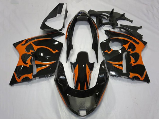 1996-2007 Glossy Black Orange Flame Honda CBR1100XX Blackbird Motorcycle Fairings UK