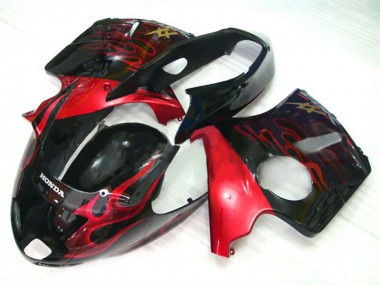 Buy 1996-2007 Glossy Black Red Flame Honda CBR1100XX Blackbird Motorcycle Fairing Kits UK