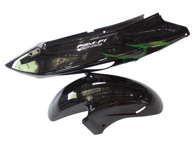1996-2007 Glossy Black Green Flame Honda CBR1100XX Blackbird Motorcycle Fairing UK