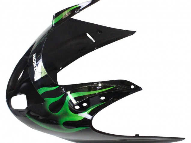 1996-2007 Glossy Black Green Flame Honda CBR1100XX Blackbird Motorcycle Fairing UK