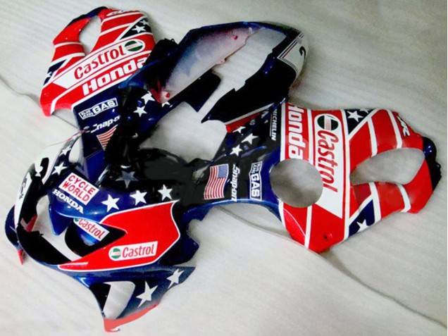 1999-2000 Red White Blue Glossy Black Star Castrol Honda CBR600 F4 Motorcycle Fairings UK