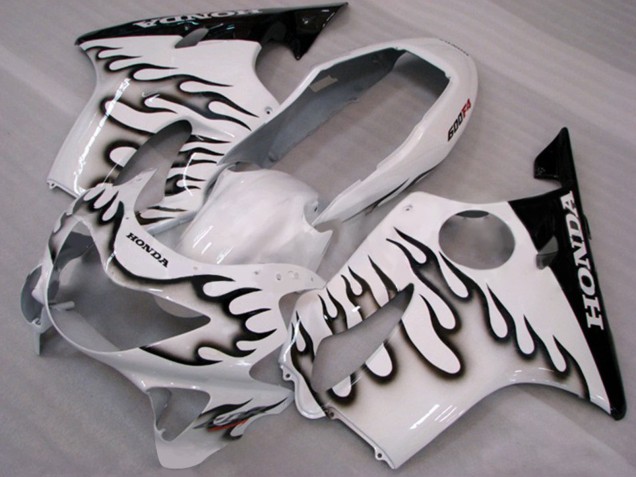 1999-2000 White Glossy Black Flame Honda CBR600 F4 Motorcycle Fairings UK