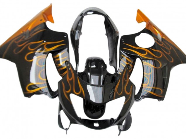 1999-2000 Glossy Black Gold Flame Honda CBR600 F4 Motorcycle Fairings UK