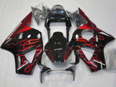 Buy 2002-2003 Glossy Black Red Flame Honda CBR900RR 954 Motorcycle Fairings UK