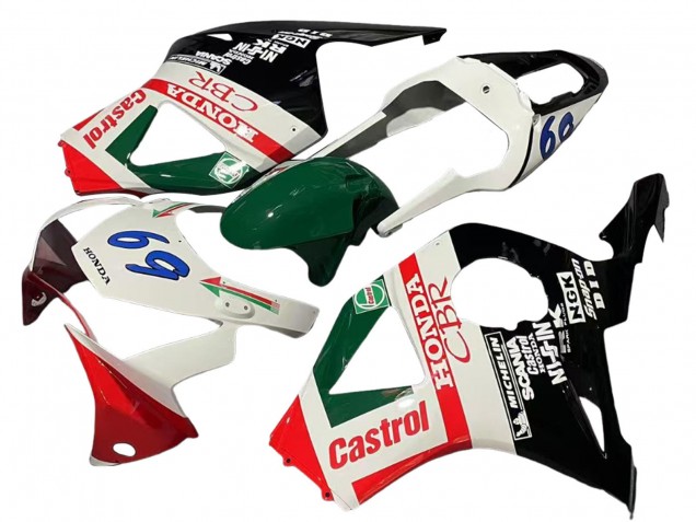 2002-2003 White Red Green Glossy Black Castrol Honda CBR900RR 954 Motorcycle Fairings UK