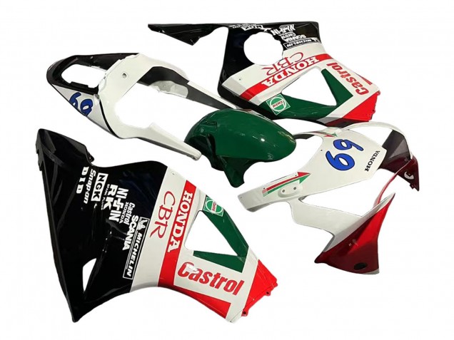 2002-2003 White Red Green Glossy Black Castrol Honda CBR900RR 954 Motorcycle Fairings UK