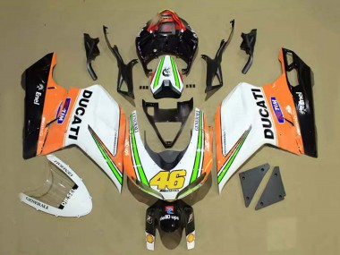Buy 2007-2014 White Orange Green Glossy Black Tim 46 Ducati 848/1098/1198 Motorcycle Fairings UK