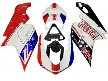 Buy 2007-2014 White Red Blue Glossy Black Ducati 848/1098/1198 Motorcycle Fairings UK