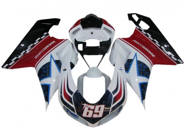 2007-2014 White Red Blue Glossy Black Corse 69 Ducati 848/1098/1198 Motorcycle Fairings UK