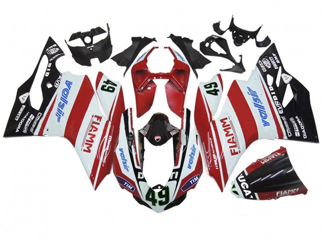 2011-2014 White Red Glossy Black Valsir Fiamm 49 Ducati 1199 Motorcycle Fairings UK