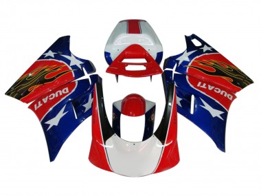 Buy 1993-2005 White Red Blue Glossy Black Flame Ducati 748/916/996/998 Motorcycle Fairings UK