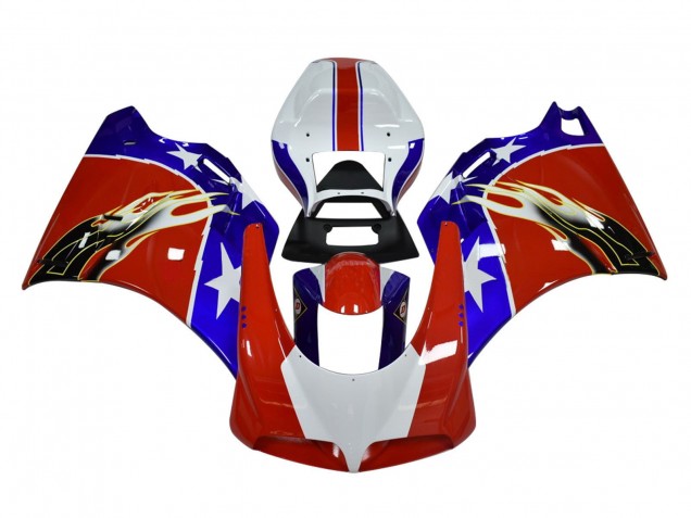 1993-2005 White Red Blue Black Flame Ducati 748/916/996/998 Motorcycle Fairings UK