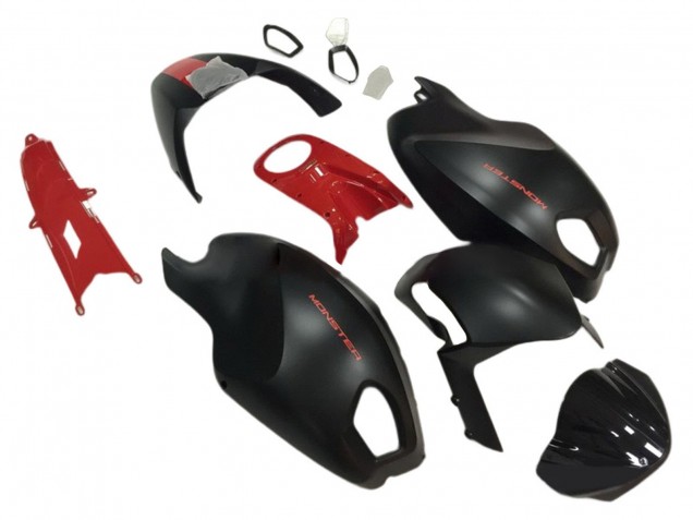 2008-2012 Red Matte Black Monster Ducati Monster 696 796 1100 1100S Motorcycle Fairings UK