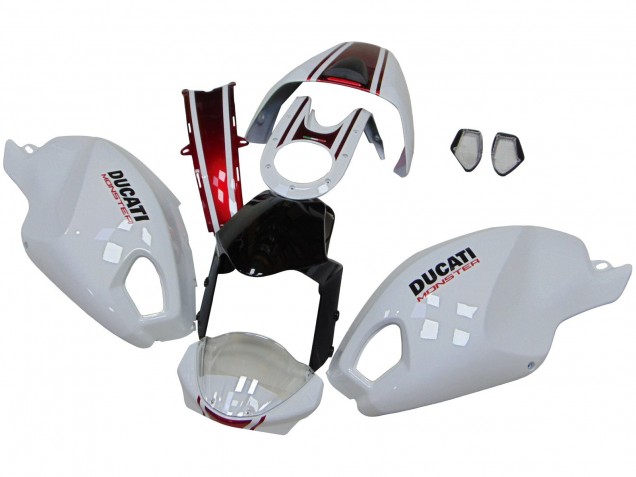 2008-2012 White Red Glossy Black Ducati Monster 696 796 1100 1100S Motorcycle Fairings UK
