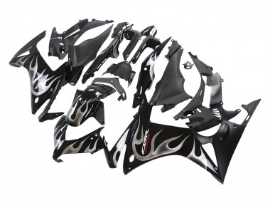 Buy 2013-2015 Glossy Black Silver Flame Honda CBR500R Motorcycle Fairings UK