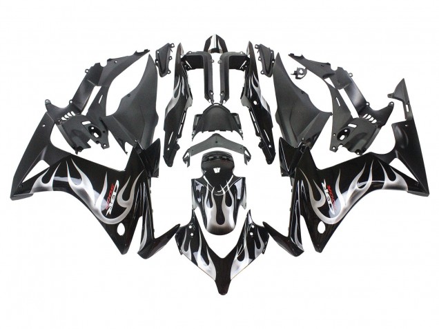 2013-2015 Glossy Black Silver Flame Honda CBR500R Motorcycle Fairings UK