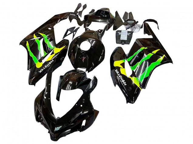 2004-2005 Glossy Black Yellow Green Monster Honda CBR1000RR Motorcycle Fairings UK