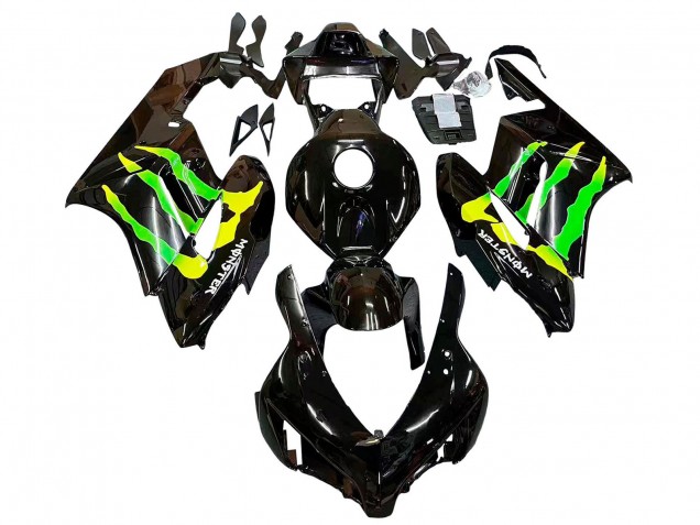 2004-2005 Glossy Black Yellow Green Monster Honda CBR1000RR Motorcycle Fairings UK