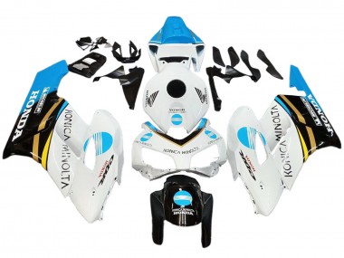 Buy 2004-2005 White Light Blue Yellow Black Konica Minolta Honda CBR1000RR Motorcycle Fairings UK