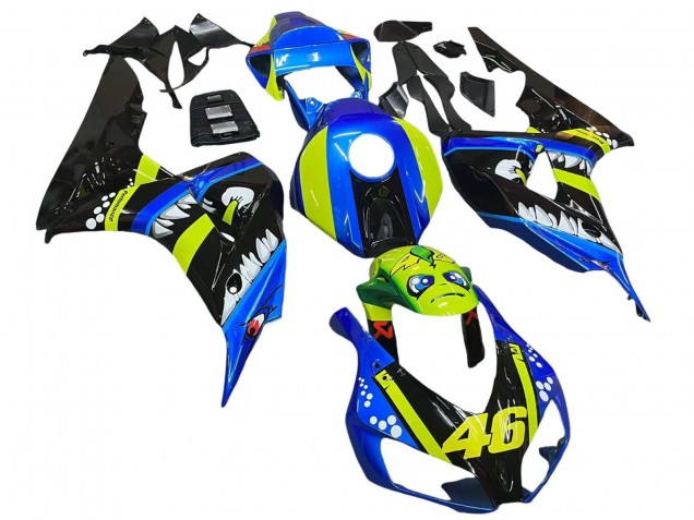 2006-2007 Blue Fluorescent Green Glossy Black Shark 46 Honda CBR1000RR Motorcycle Fairings UK