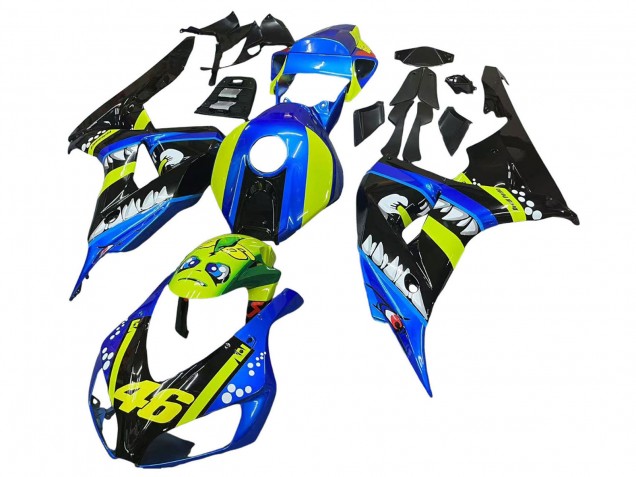 2006-2007 Blue Fluorescent Green Glossy Black Shark 46 Honda CBR1000RR Motorcycle Fairings UK