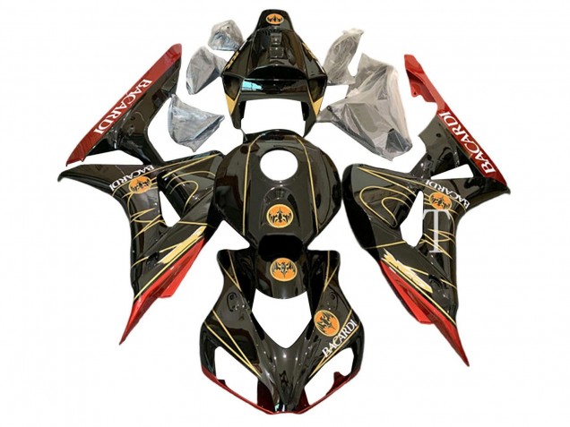 2006-2007 Glossy Black Red Gold BACARDI Honda CBR1000RR Motorcycle Fairings UK