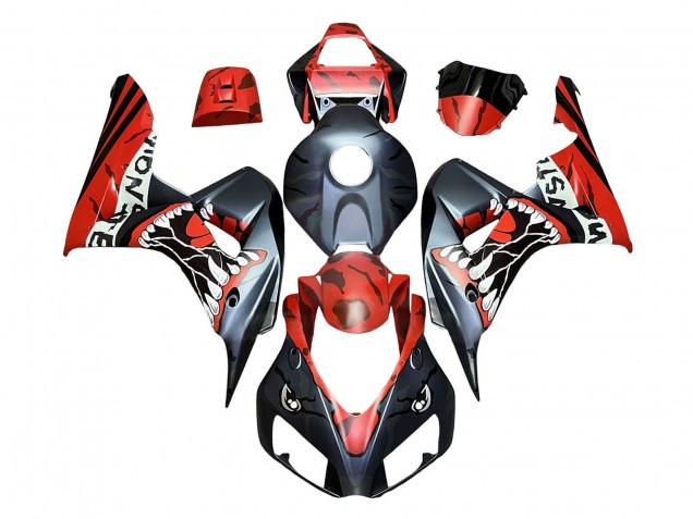 2006-2007 Red Matte Black Monster Shark Honda CBR1000RR Motorcycle Fairings UK