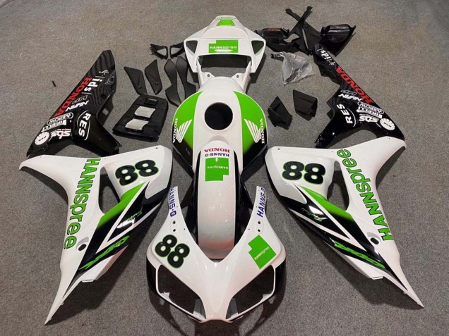 2006-2007 White Green Glossy Black Hannspree 88 Honda CBR1000RR Motorcycle Fairings UK