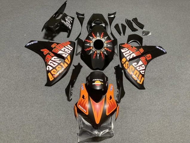 2008-2011 Matte Black Orange Repsol Rossi Honda CBR1000RR Motorcycle Fairings UK
