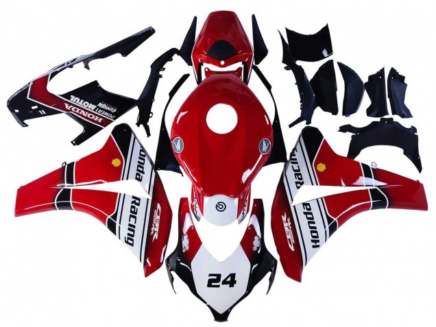 2008-2011 White Red Glossy Black Racing 24 Honda CBR1000RR Motorcycle Fairings UK