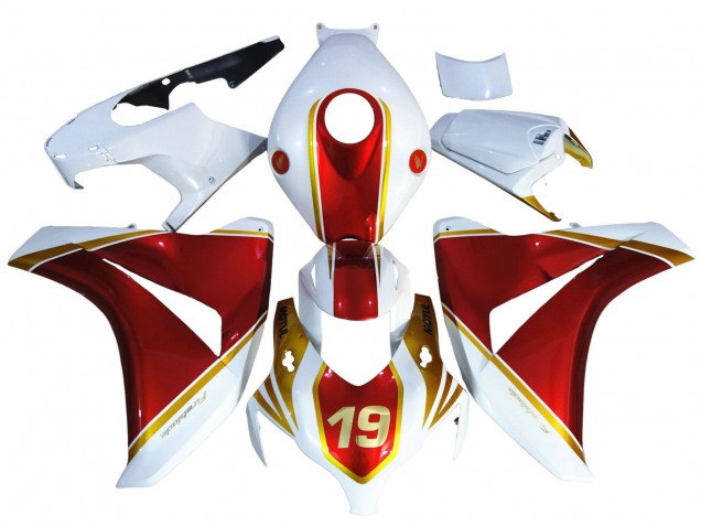 2008-2011 White Red Gold 19 Honda CBR1000RR Motorcycle Fairings UK