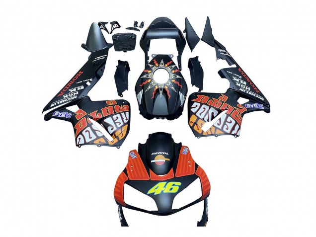 2003-2004 Matte Black Orange Repsol Rossi 46 Honda CBR600RR Motorcycle Fairings UK