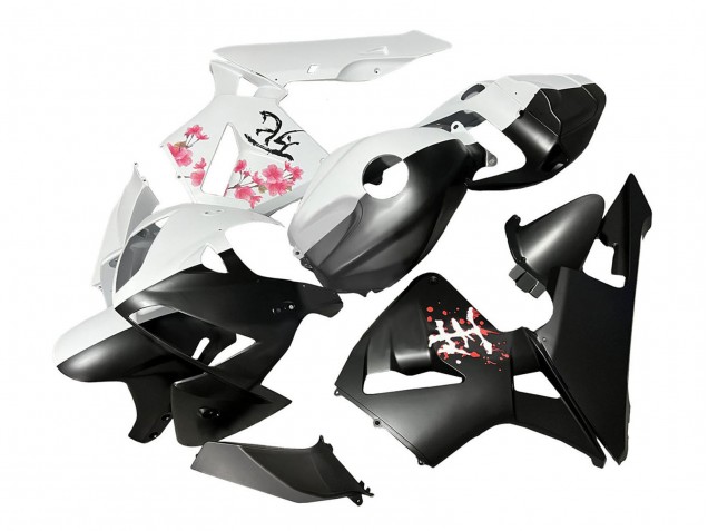 2005-2006 Black White with Cherry Blossom Honda CBR600RR Motorcycle Fairings UK